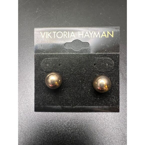 Viktoria Hayman Gold Ball Earrings - Picture 2 of 4